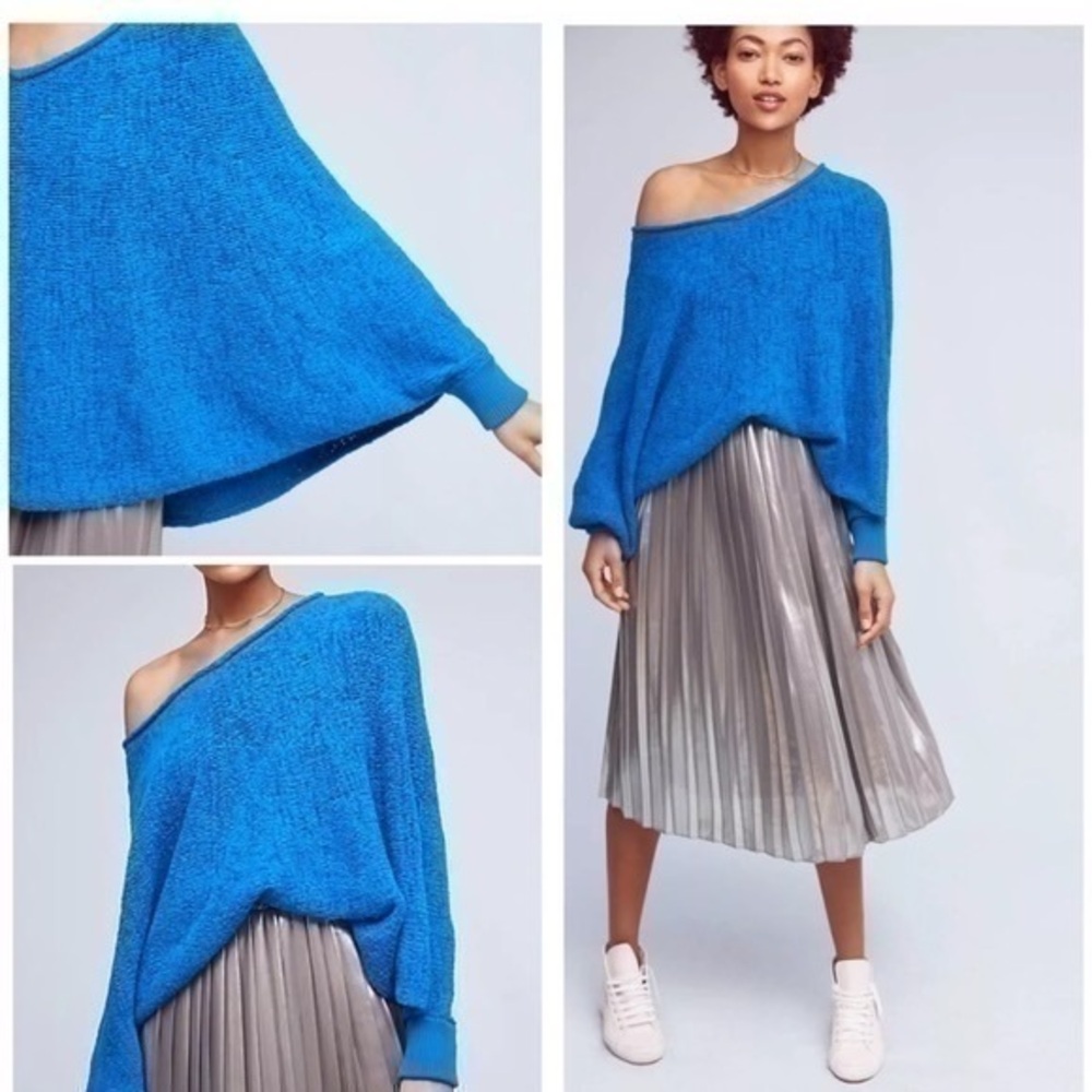 Anthropologie Moth Blue Poncho Style Sweater 
Size XS/S Petite 
Condition 8/10